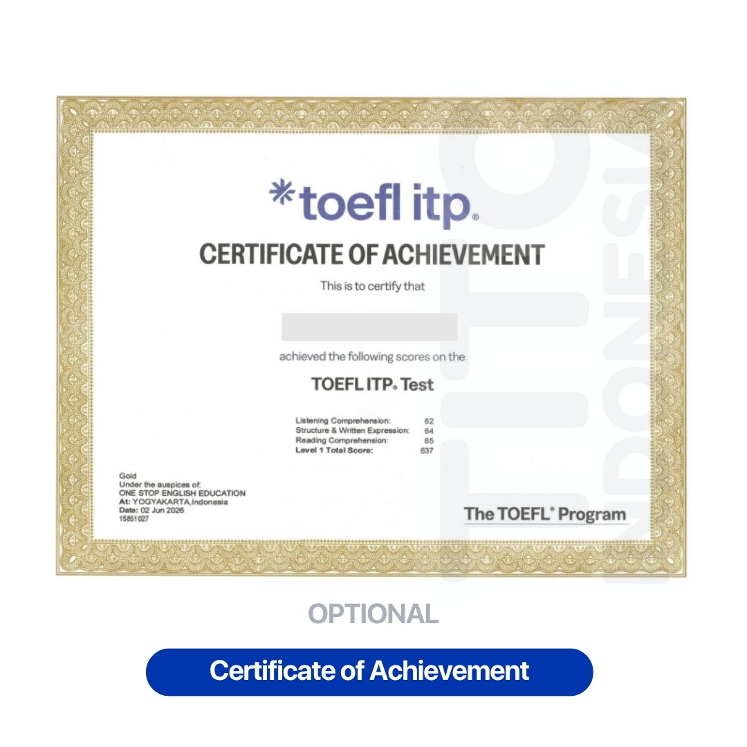 Certificate of Achievement TOEFL ITP