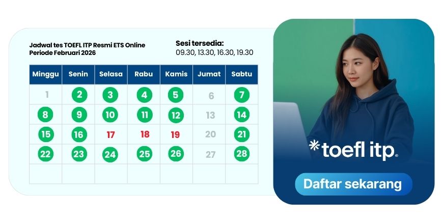 Jadwal tes TOEFL ITP resmi ETS bulan Januari - TITC Indonesia