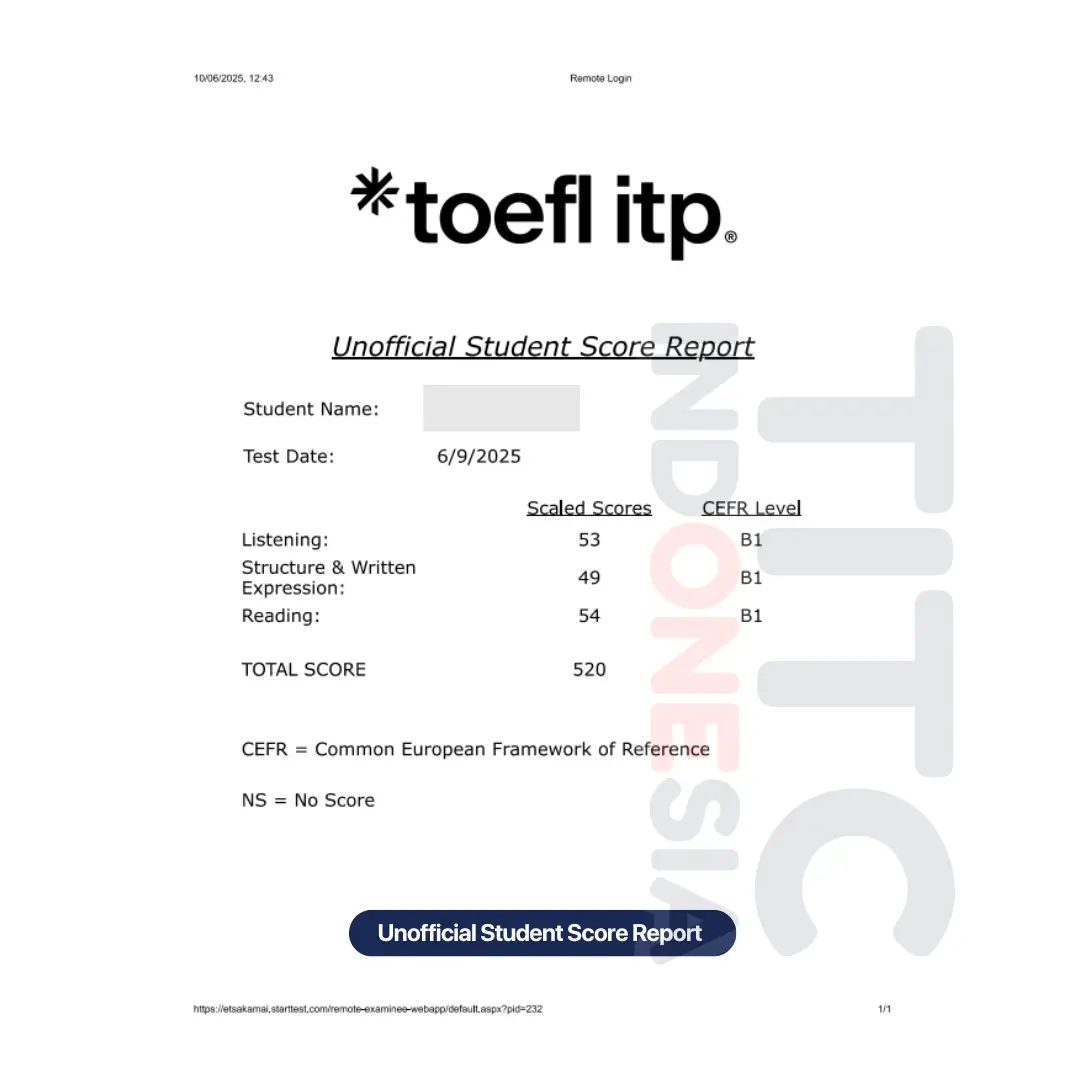 Unofficial Student Score Report Unofficial Student Score Report