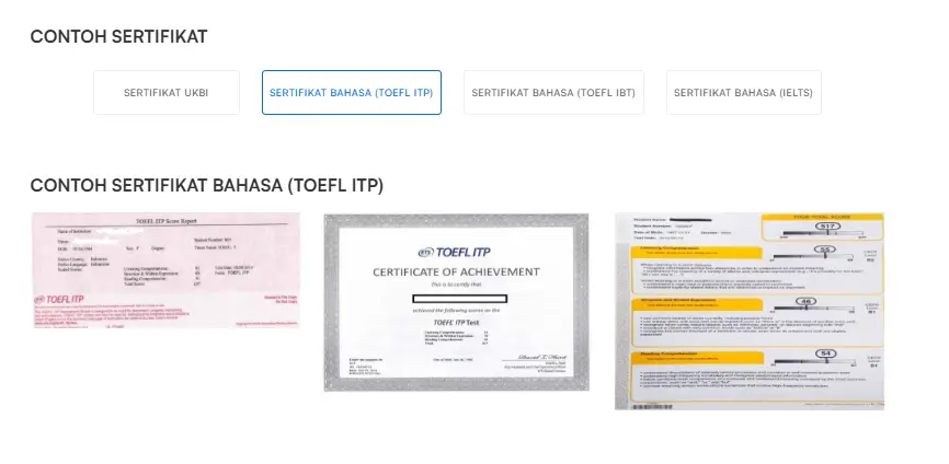 Sertifikat TOEFL ITP Untuk Beasiswa Unggulan