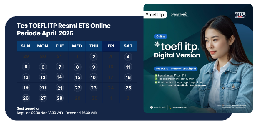 TES TOEFL ITP RESMI ETS ONLINE - TITC INDONESIA